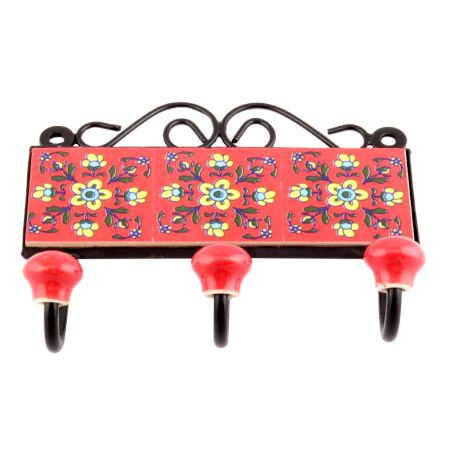 Red Yellow Tiny Flower Tiles Hooks
